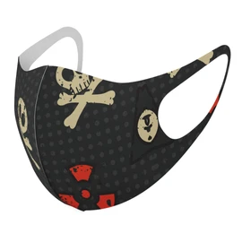 Smakore 005202 Design Mask, Set of 2, Polyester, Washable, Cloth Mask, Unisex, Flowers, Cool, Skull, Black