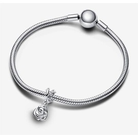 Yuscorai Rose in Bloom Dangle Charms for Bracelets and Necklaces Birthdays Jewelry Women's Bead Charms Valentine's Day and Christmas Charms