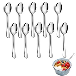 Teaspoons Set of 10, 14cm Tea Spoons Stainless Steel Coffee Tea Spoons for Picnic Party Home Kitchen Restaurant, Camping Cutlery Utensil Set, Food Service Supplies, Silver