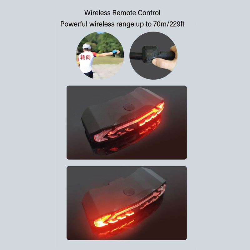 Smart Bike Tail Light with Turn Signals 110dB IP65 Waterproof