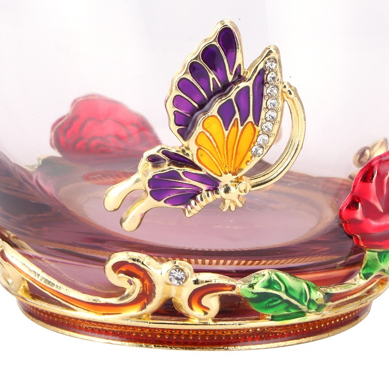Glass Cup Innovative Flower Tea Cup with Spoon Drink Mug