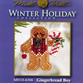 Gingerbread Boy Beaded Counted Cross Stitch Ornament Kit Mill Hill 2006 Winter Holiday MH18-6306