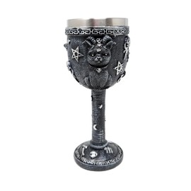 Black Cat Drinking Goblet - Gothic Chalice with Stainless Steel Lining - 20cm High, Collectors, and Gifts