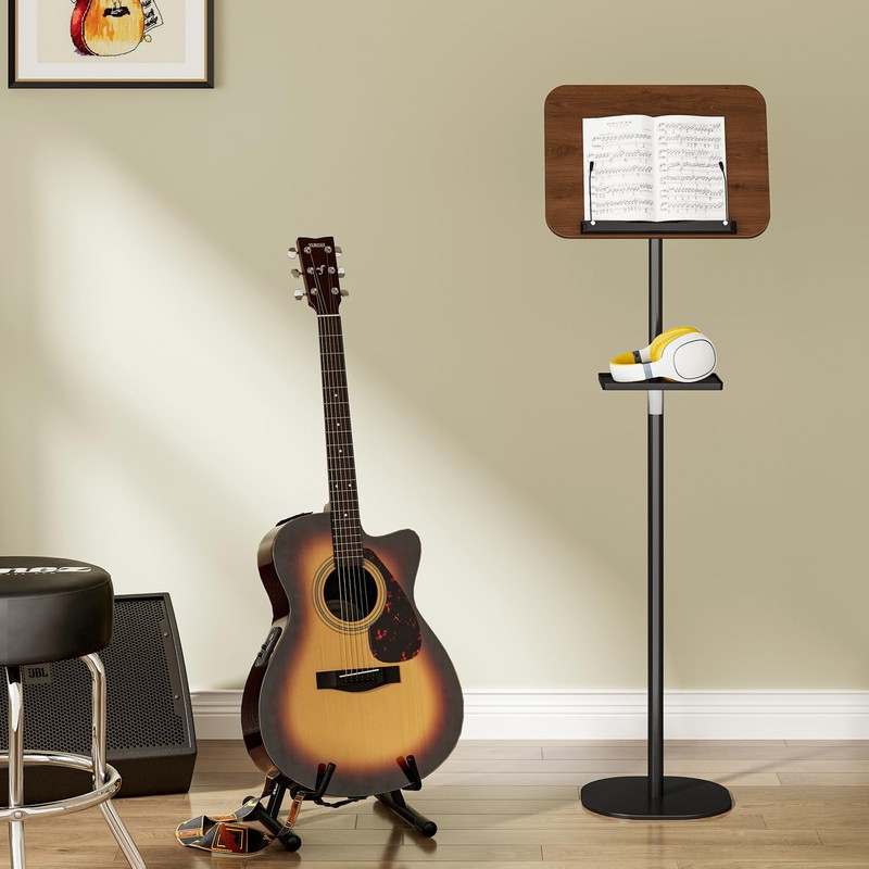 Snughome Floor Book Stand with Removable Tray, Wood Standing Book