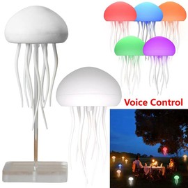Sound-Activated Jellyfish Light Night Lamp with Dual Modes and Rotatable Tentacles kid gift - Type: Stand Base