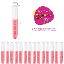 FANDAMEI 45 unidades de pegamento calcomanía para uñas, pegamento acrílico para uñas, para maquillaje, 0.07 oz para cada pegamento