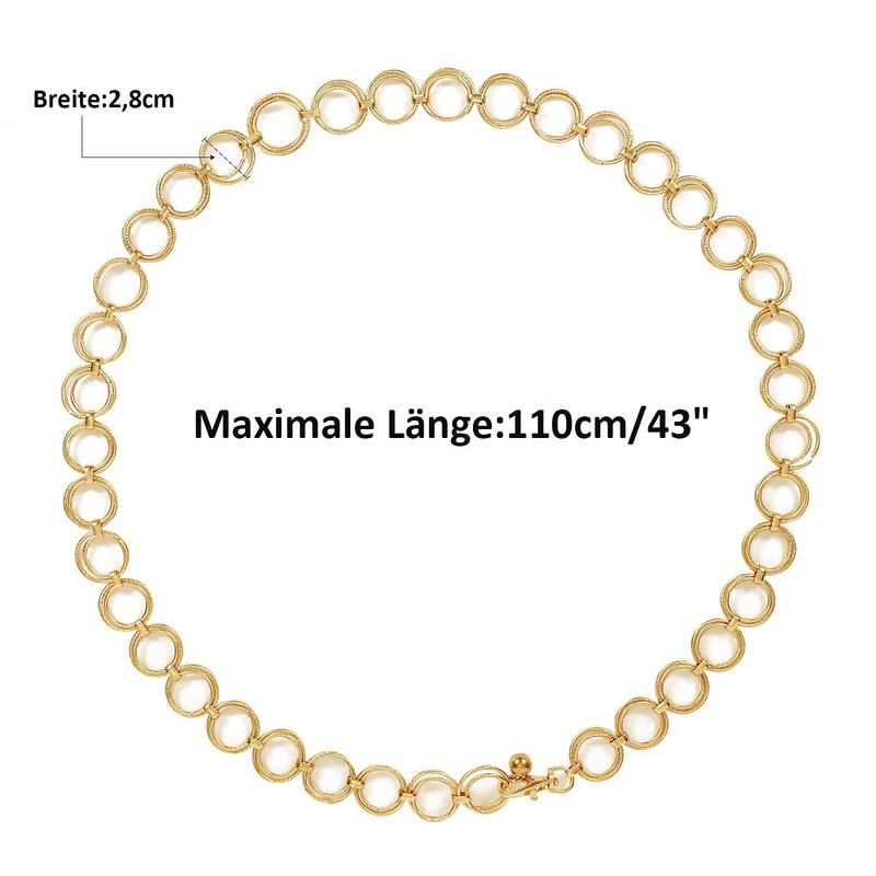 JasGood Multi-layer waist chain belt, women's adjustable body link belt