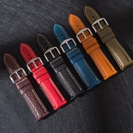 Strapseeker Premium Minerva Box Leather Watch Band - Luxury Italian Leather MBox Watch Strap from Badalassi Carlo tanneries- Quick-Release - 18mm, 20mm, 22mm, 24mm (20mm, Blue)