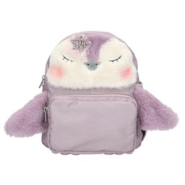 Depesche 13159 Princess Mimi Penguin Backpack in Lilac with Penguin Motif and Plush Fur, Bag with Adjustable Straps