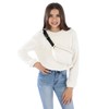Speechless Girls' Long Sleeve Teddy Knit Pullover With FannyPack,IVORY,S