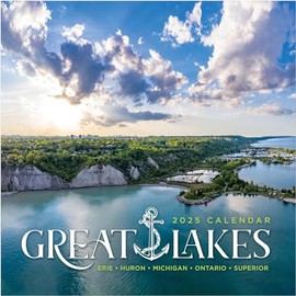 TF PUBLISHING 2025 Great Lakes Wall Calendar - Home and Office Organization - Large Monthly Grid Space for Planning and Schedules - 4 Bonus Months - Premium Gloss Paper - 12"x12"