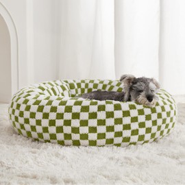 BFPETHOME Donut Dog Beds for Small Dogs, Cute Small Dog Bed for Puppy and Kitten, Round Calming Pet Bed with Non-Slip Bottom, Machine Washable,20inch, Green