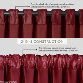 Elrene All Seasons Blackout Window Curtain Panel, Room-Darkening Rod-Pocket and Back Tab Curtain, 52"x84", Red, 1 Panel