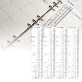 Pack of 4 Bookmark Ruler, A5 Page Marker Ruler, Folder, Plastic Page Marker, Page Finder for A5 Format 6-Hole Binder Notebook, DIY Loose Leaf Notebook Standard 6 Holes Bookmark Ruler