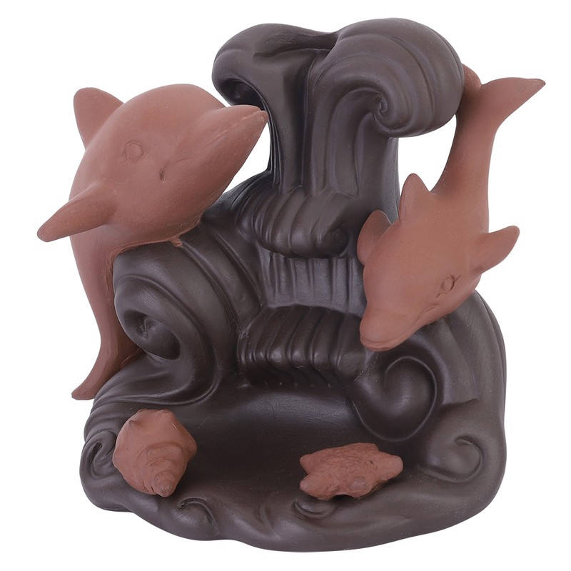 Ornamental Backflow Incense Burner Incense Holder Home Ornament with Dolphin