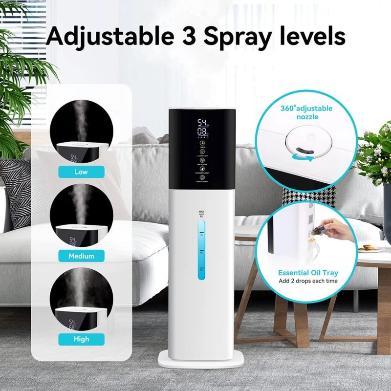 Honovos Humidifiers Large Room Bedroom with 7 Colors Light,Honovos 8L