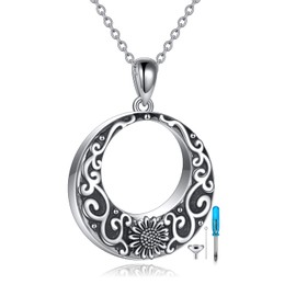 TIGER RIDER Urn Necklace for Ashes for Women 925 Sterling Silver Cremation Jewelry for Ashes (Sunflower)