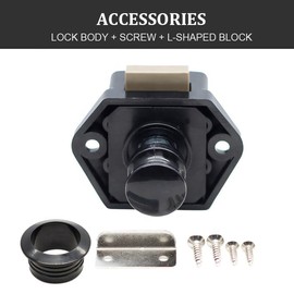 Encell Set of 5 Push Button Catch Cupboard Door Knob Latch Lock for RV Camper Motor Home Caravan