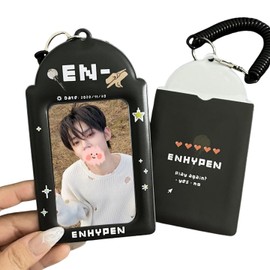 K-POP Photocard Holder Black Minimalist and High-End Enhypen Card Sleeve Simple Card Cover Suitable for Storing 3~3.5-In Celebrity Album Cards (En)