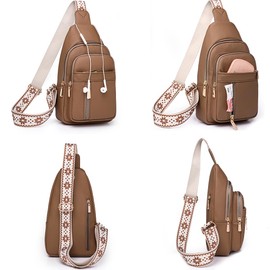 A xeumei Sling Bag Chest Bag for Women Men Fashion PU Leather Cross Body Bag Lightweight Water Resistant Shoulder Bag for Travel Shopping Hiking