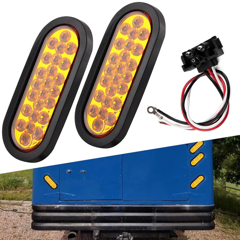 6PCS 6 inch oval led Amber Strobe 24 LED Trailer