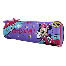 CARTOON Tombolino Round School Pencil Case School Stationery Organizer Pen Holder Pencil Case Colours, lilac, 22 x 8 x 8 cm, Minnie (2)