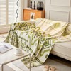 DREAMINGO Green Geometric Couch Cover Reverisble Chenille Sofa Cover Blanket