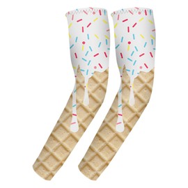 Baseball Compression Sleeve | Basketball Arm Sleeve | Ice Cream Themed UV Protection Cover Color Matching Elbow Protector for Women Men Hiking Exercise Gardening Travel Indoor Fishing