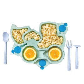 Constructive Eating Training Utensils and Plate Set - Made in USA - Kitchenware - Kitchen Utensils - Cutlery, Tableware - Colour: Teal Truck