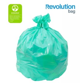 Revolution Bag 12-16 Gallon Trash Bag Can Liner 23x31 .45 mil - Recycled Green 500 Case