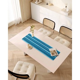 Teal Blue Striped Heat Insulation Trivet & Table Runner Modern Abstract Gradient Stripe Texture Hot Dishes Mat Table Protector Hot Pots Pans Pads Waterproof Placemats for Countertops 48x12 Inch