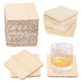  30PCS Wood Coasters,10cm Unfinished Wooden Coasters,Wooden Squares for DIY Painting, Crafting,Pyrography.