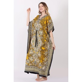 Tengru Lifestyle Ladies Kaftans Tunic Kimono Maxi Women Dashiki African Caftan Plus Size Lounge Girls Kimono for Any Occasion, Tl-gm-yl, One Size