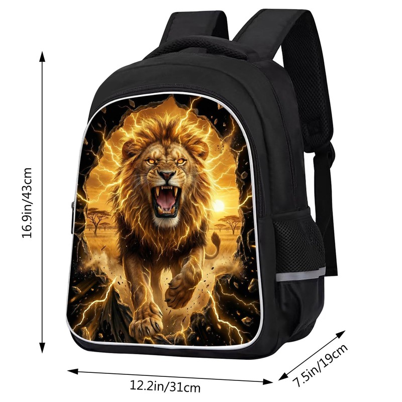 KAFFUL Kids Lion Backpack, 3D Wild Animal Bursting Design, Cool