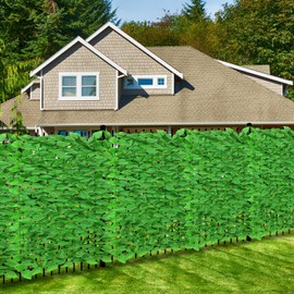 ECOOPTS Expandable Artificial Ivy Fence Wall Décor, Faux Light Laurel Leaf Fence Leaves Hedge Fence Screen Decoration for Home Backyard Garden, 58"x236", 1 Piece