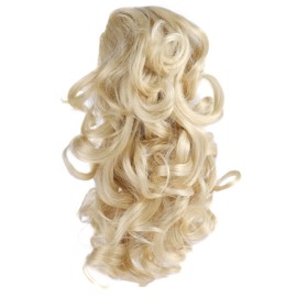 Onedor 12" Synthetic Fiber Natural Textured Curly Ponytail Clip In/On Hair Extension Hairpiece (613#-Bleach Blonde)
