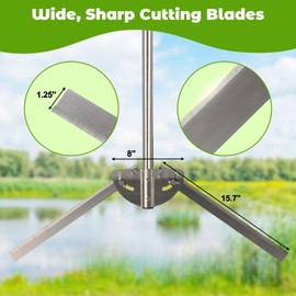 Lake Weed Cutter, Heavy Duty Large Aquatic Pond Plant Cutting Tool with Adjustable Cutting Angles,33 Foot Throw Rope,Pond Rake Weed Puller Killer for Cattail,Reed,Lilly,Chara Algae Removal Garden Tool