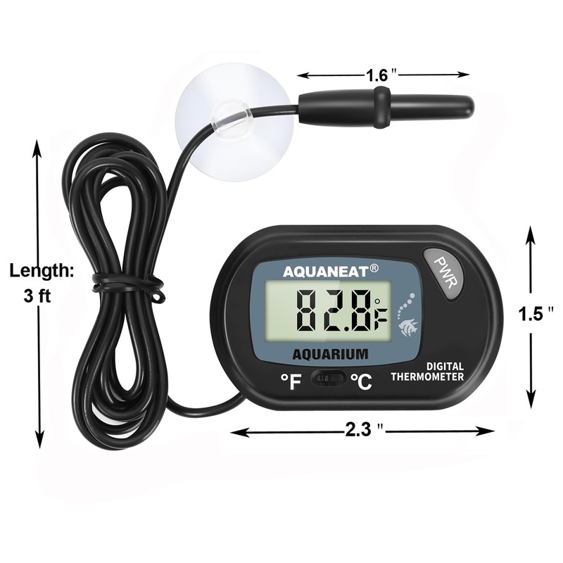 AQUANEAT Aquarium Thermometer, Fish Tank Thermometer, Digital Temperature Test, with