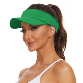 Zando Sun Visors for Women, Adjustable Beach Sun Hats for Women UK, Sports Outdoor Unisex Golf Running Cap with UV Protection, Green, One Size