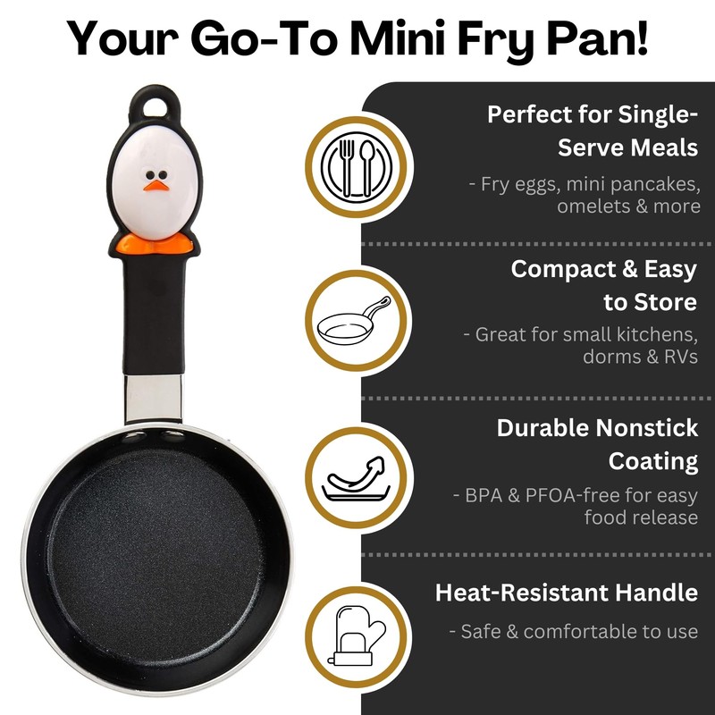 Joie Mini Egg Frying Pan, Small Nonstick Skillet, Heat-Resistant Handle,