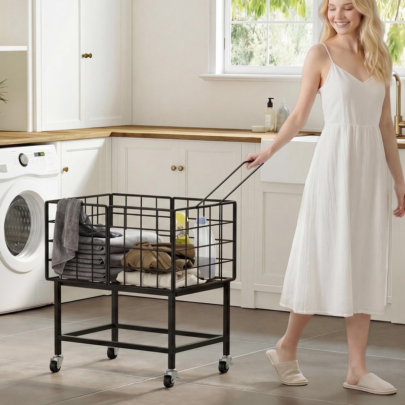 WOWLIVE Rolling Laundry Hamper with Wheels, 80L Heavy Duty Laundry