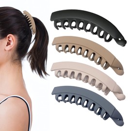 YEJAHY Pack of 4 Banana Clip Hair, Banana Clip, Hair Clips Women Large, Banana Hair Clips Ladies, Ponytail Holder for Women and Girls (B)