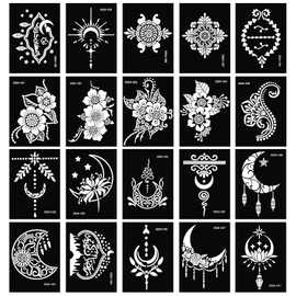 20 Sheets Temporary Tattoo Templates Tattoo Stencils for Adults Reusable Temporary Tattoo Stickers Glitter Tattoo Stencils Glitter Tattoos Stencil for Face Hand Foot Finger