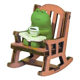 YouNuo Miniature Frog Figurines with Rocking Chair - Resin Mini Frog Figures, Cute Frog Reading Statues Gift for Women Animal Lovers Home Decor, Office Desk Display, Shelf Decoration, and Dashboard