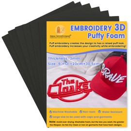 New brothread - 15 Options- 6PCS Embroidery Puffy Foam 9″x12″ Large Size 3MM Creating 3D Embroidery Effect for Caps, Garments, Jackets, Bags, Backpacks and More - Black