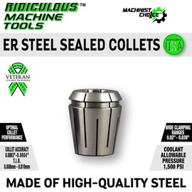 1/8" ER40 STEEL SEALED Spring Collets INCH (0.0003" T.I.R.) Coolant Collet 1500 MAX PSI Machinist Choice