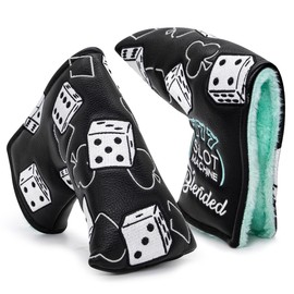 BAIRBRE Golf Club Covers Lucky 777 Blade Putter Headcover Golf Driver Covers Fairway Wood Headcover Hybrid Head Cover Blade Putter Cover Leather 3 Wood Headcovers Golf Headcovers for All Brand