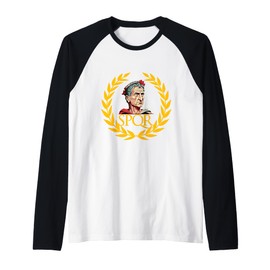 Emperor Caesar Of Roman Republic SPQR With Laurel Wreath Raglan Baseball Tee
