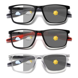 Hubeye Photochromic Reading Glasses for Men 3 Packs UV400 Sun Readers Computer Anti Blue Light Glasses 2.0