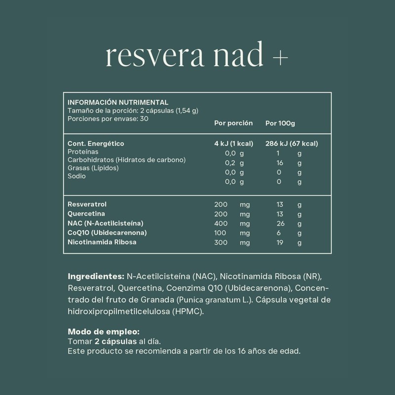 RESET | RESVERA NAD + con Resveratrol, NAC, NR, Quercitina